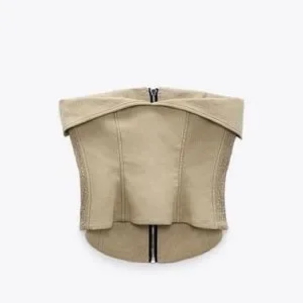 RARE Zara TOPSTITCHED ZIPPER BUSTIER Size Medium New without Tags - Picture 7 of 12